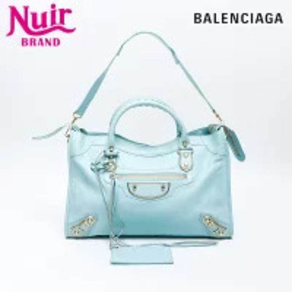 Balenciaga Metallic City Blue Shoulder Bag